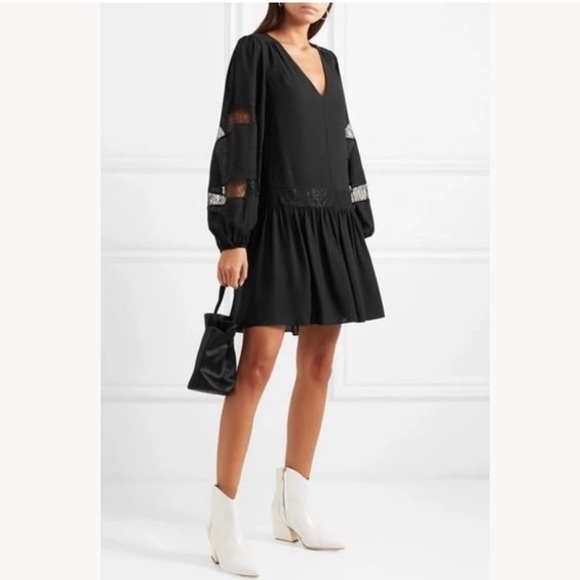 Elizabeth and James Leslie Dress Lace Trimmed Georgette Mini Dress Women's - Picture 12 of 12